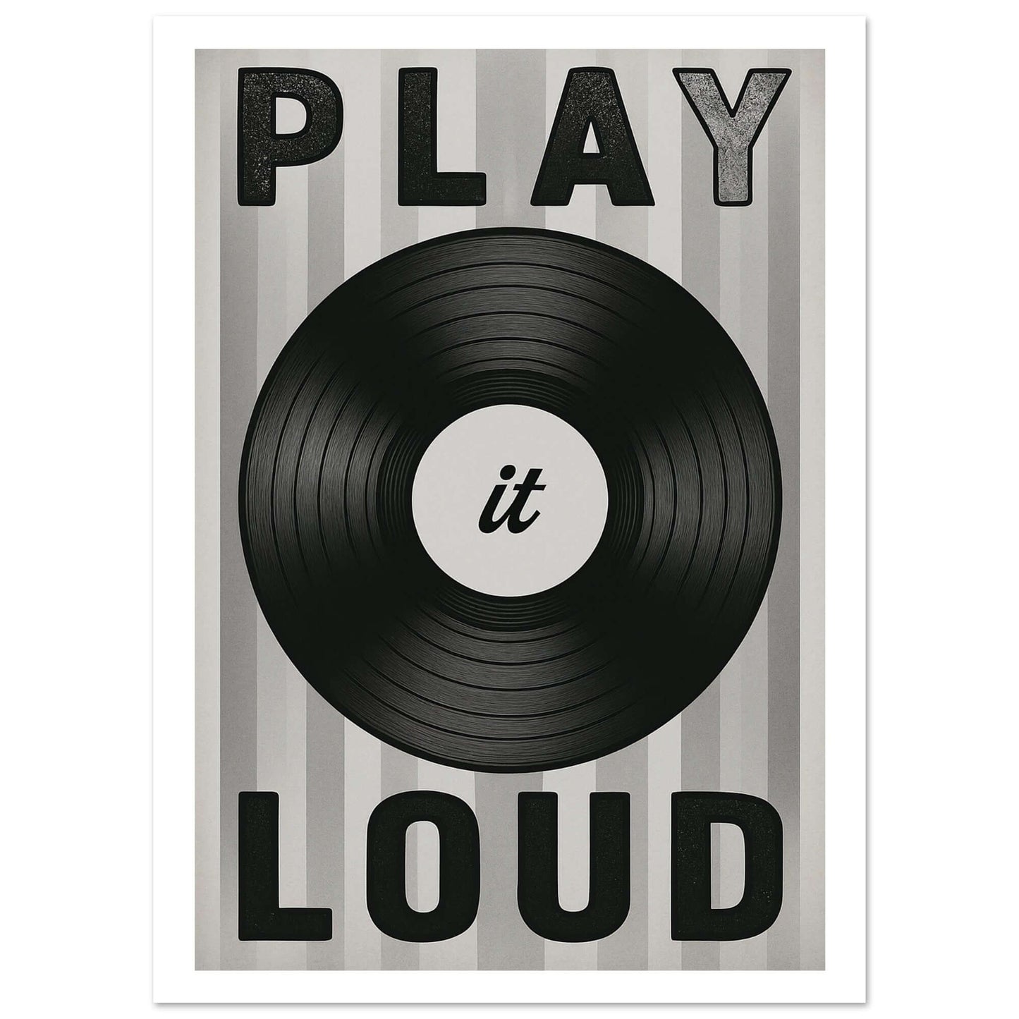 Play It Loud Vinyl Record Wall Art – Retro Music Poster for Studio & Home Decor