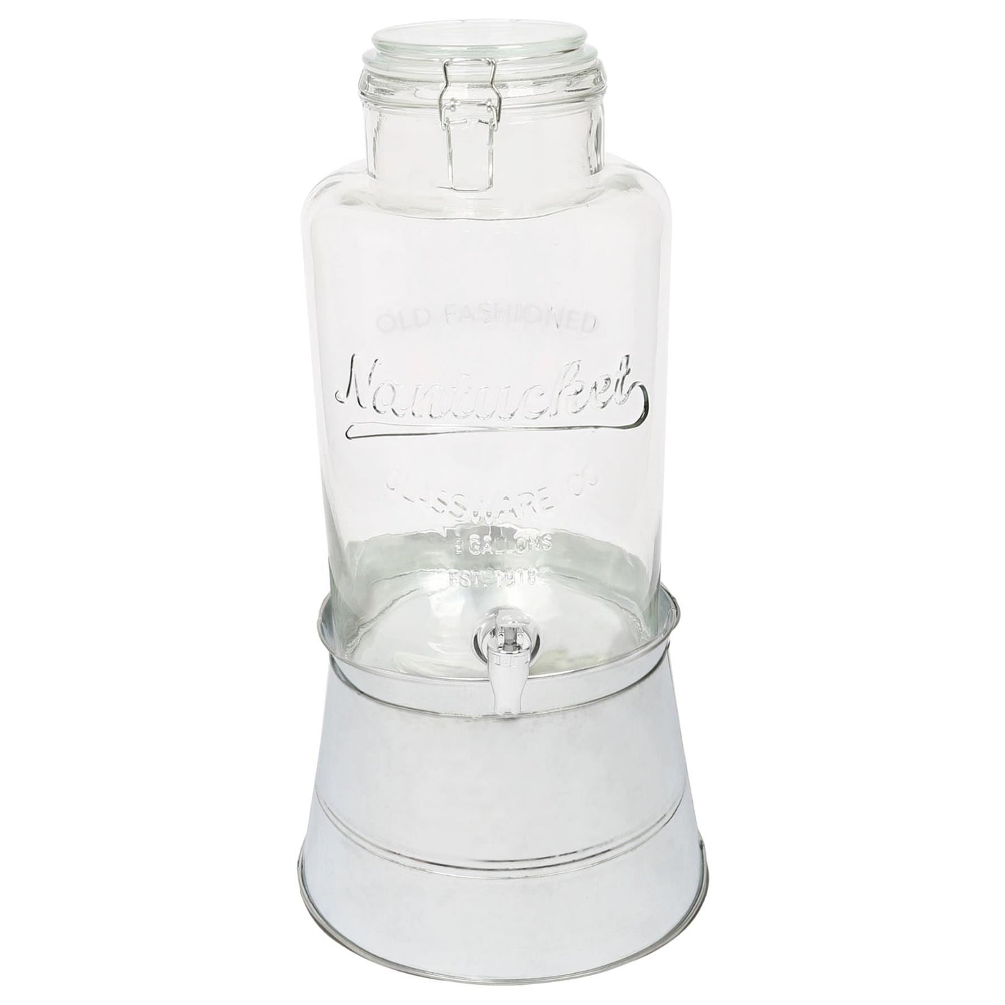8.7L Glass Drinks Dispenser with Tap & Bucket Stand