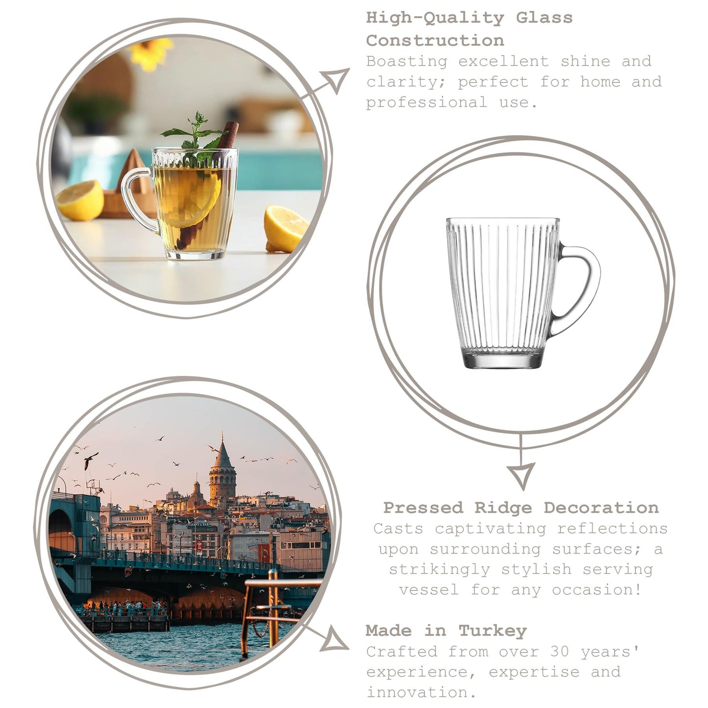 400ml Hestia Glass Mugs - Pack of 6