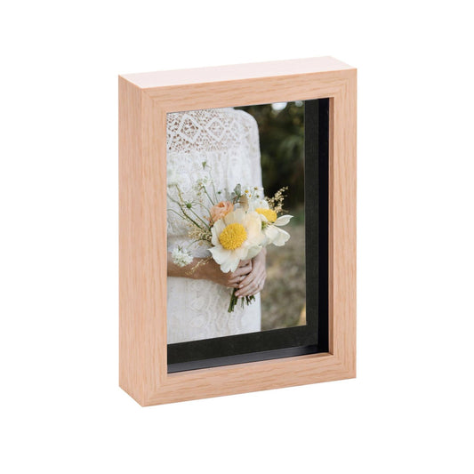 5" x 7" Light Wood 3D Box Photo Frame - with 4" x 6" Mount
