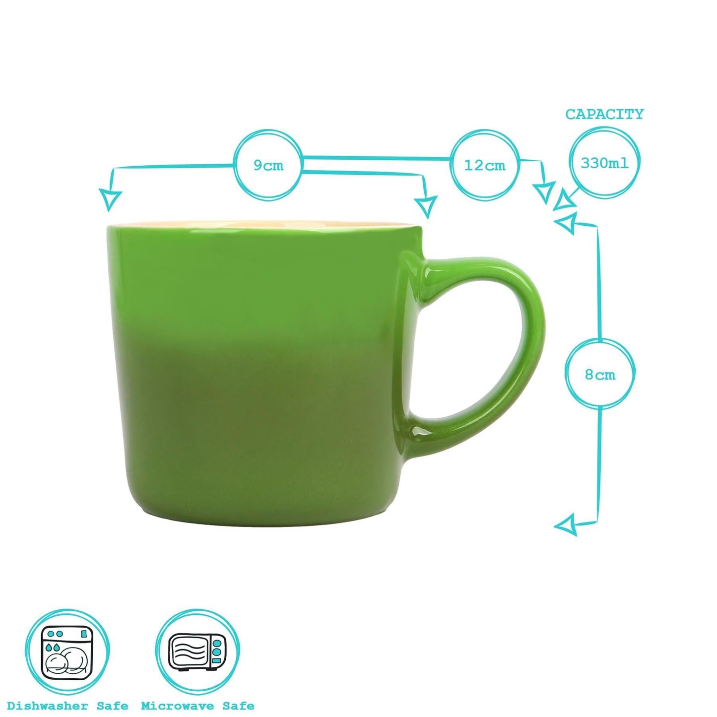 330ml Green New Bone China Ombre Mugs - Pack of Six