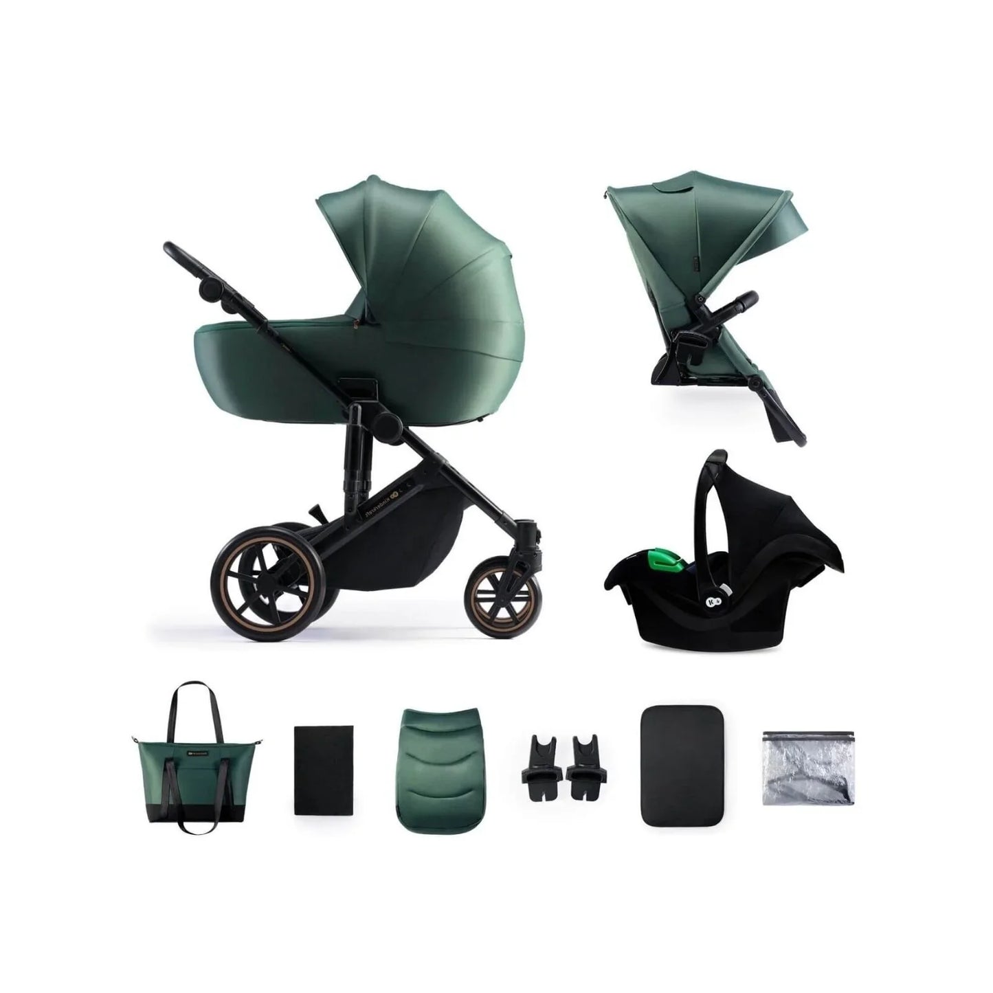 Kinderkraft 3-in-1 Mink Pro Prime 2 Travel System with Car Seat - Dark Green