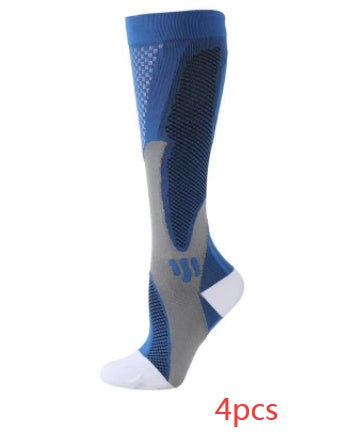 Compression Long Tube Sports Socks | Anti-Fatigue Elastic Athletic Socks for Running, Cycling & Gym | Men & Women | S–7XL
