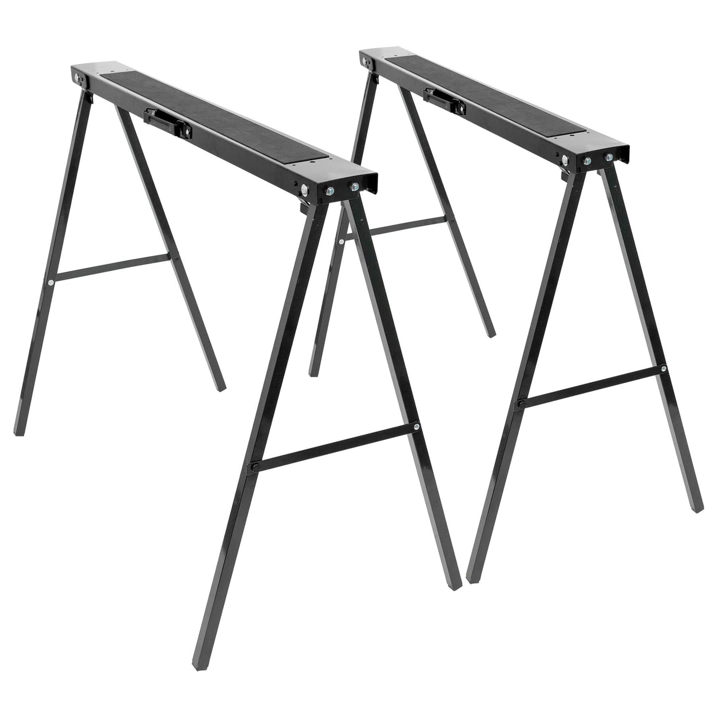 Black/Black Folding Iron Saw Horses - Pack of 2