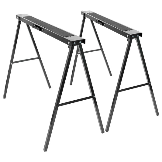 Black/Black Folding Iron Saw Horses - Pack of 2