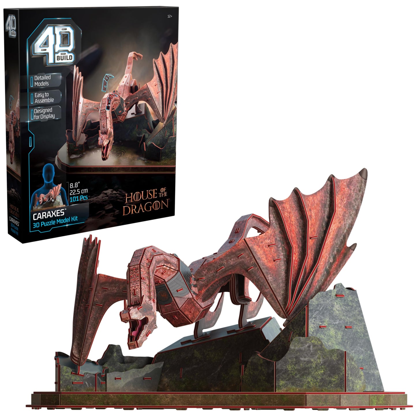 4D Build Caraxes Dragon 3D Model Kit – House of the Dragon, 101-Piece Puzzle & Stand