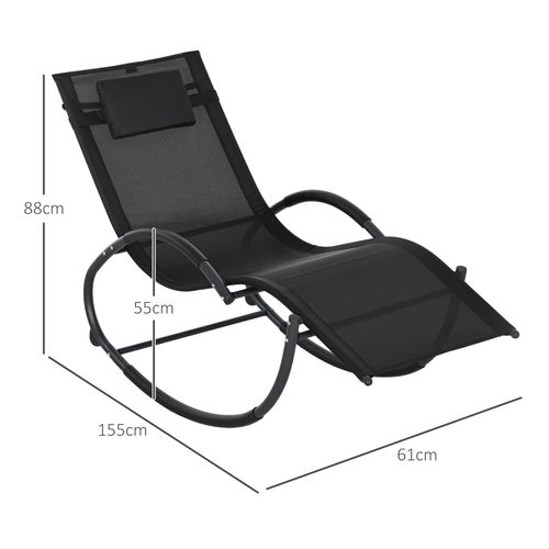 Outsunny Patio Rocking Lounge Chair Zero Gravity Chaise w/ Padded Pillow