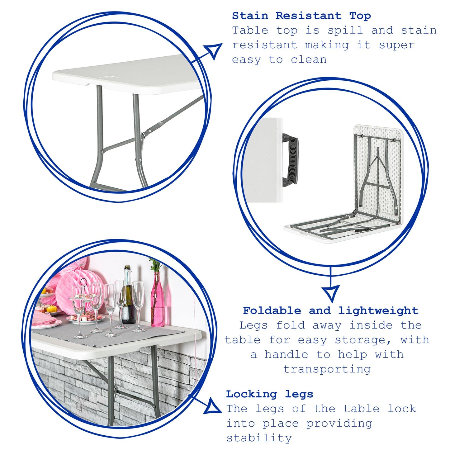 6 feet / Folding Table & Chair Set - 180cm