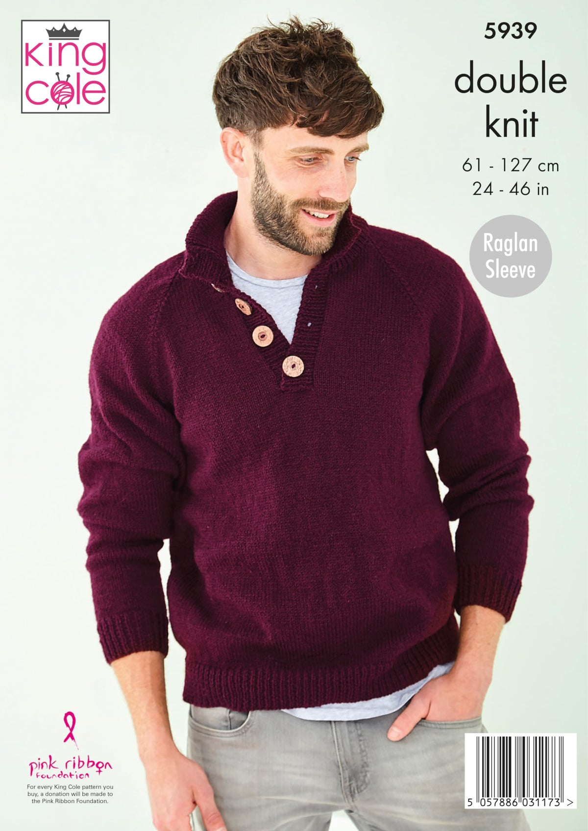 King Cole Mens & Boys DK Knitting Pattern Striped or Plain Sweater (5939)