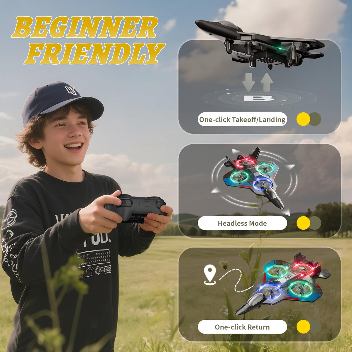 4DRC RC Planes – Easy-to-Fly Foam RC Airplanes for Kids & Adults, 360° Flip