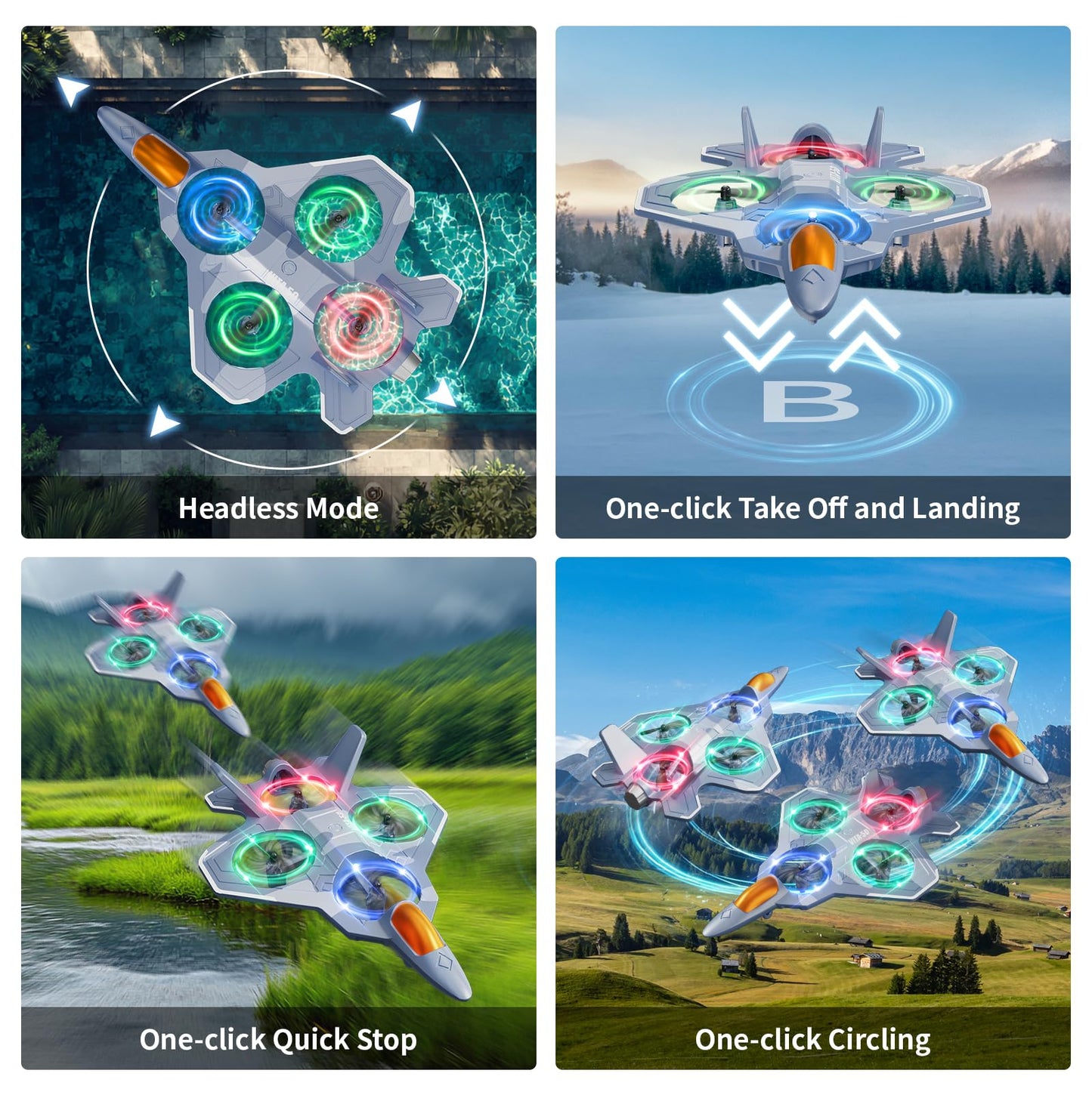 4DRC Foam RC Airplanes – Easy to Fly for Kids & Adults, 360° Flips, LED Night Flight