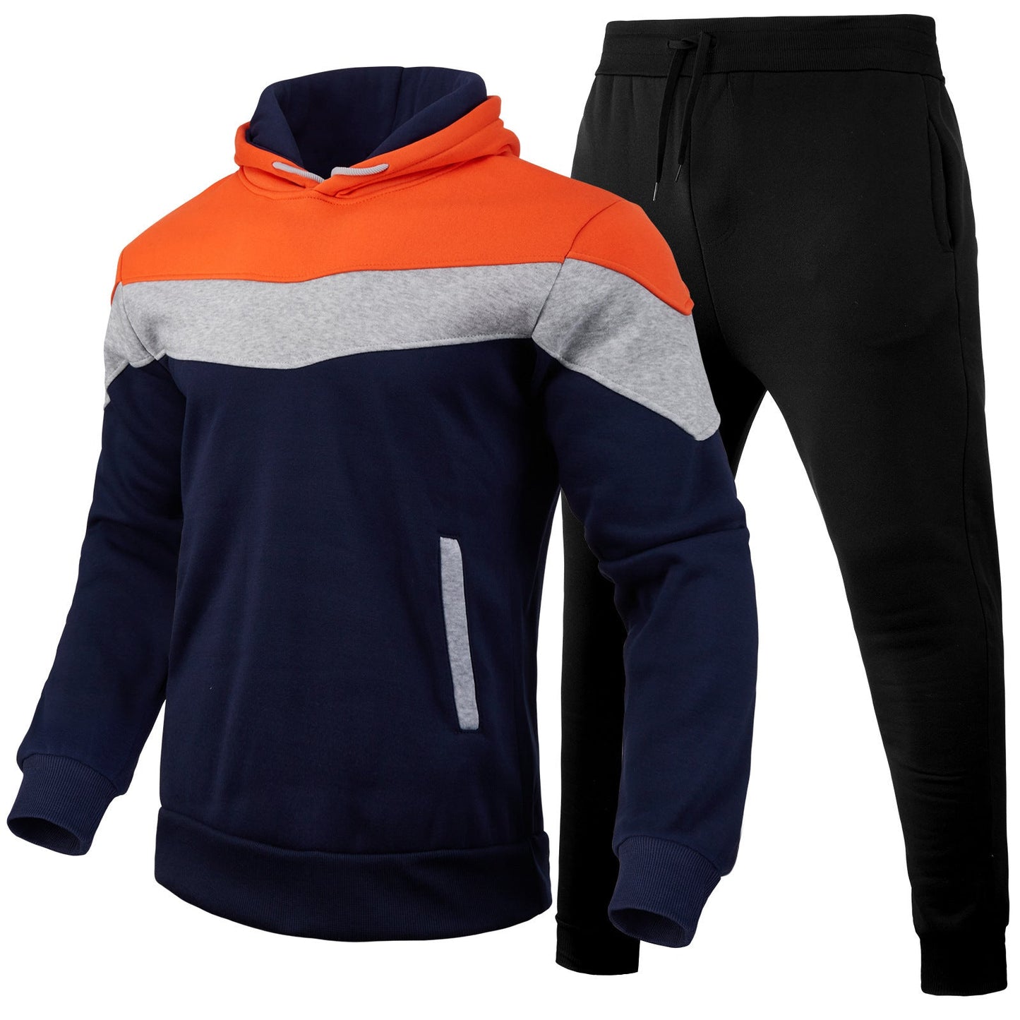 Men's Colour Matching Hoodie  Two-Pieces Sportswear Set