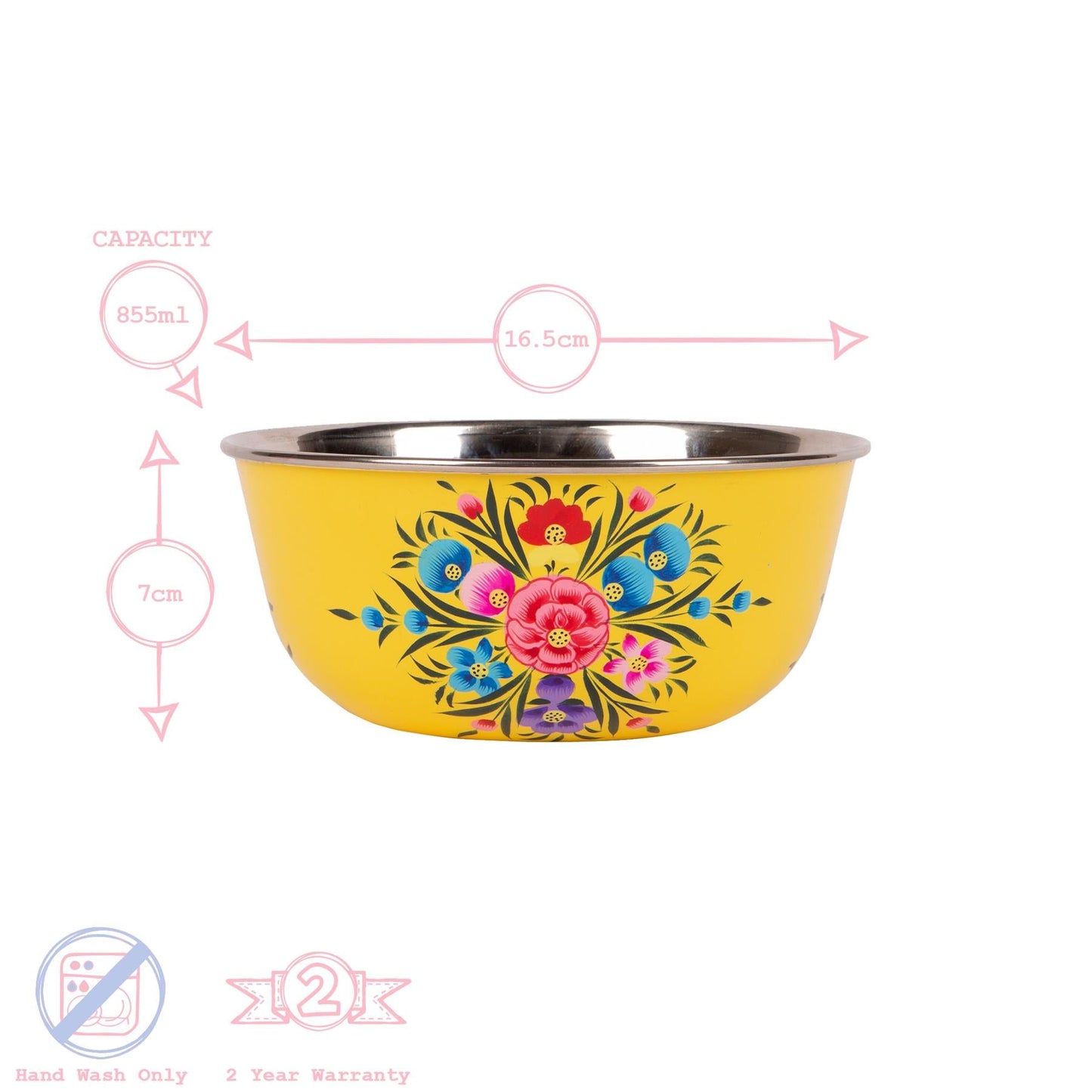 Pansy 16.5cm Stainless Steel Picnic Bowl