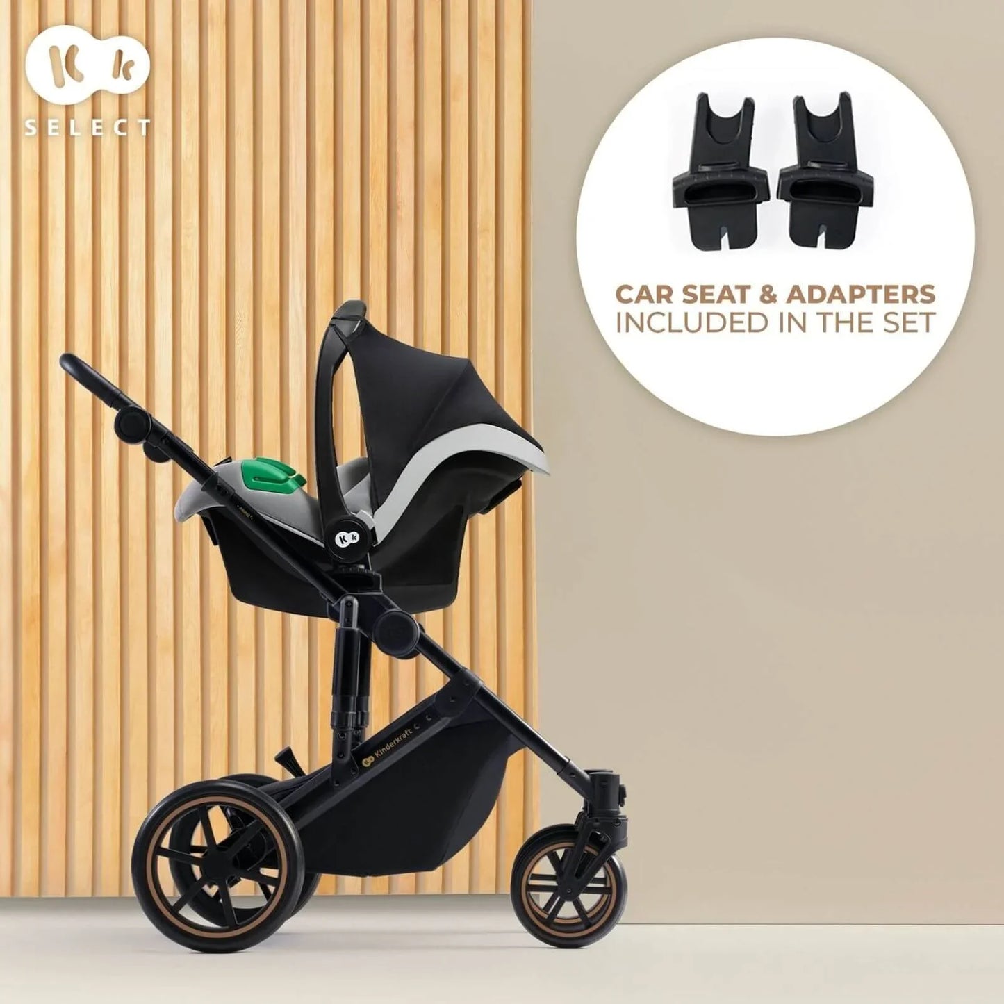 Kinderkraft 3-in-1 Mink Pro Prime 2 Travel System with Car Seat - Dark Green