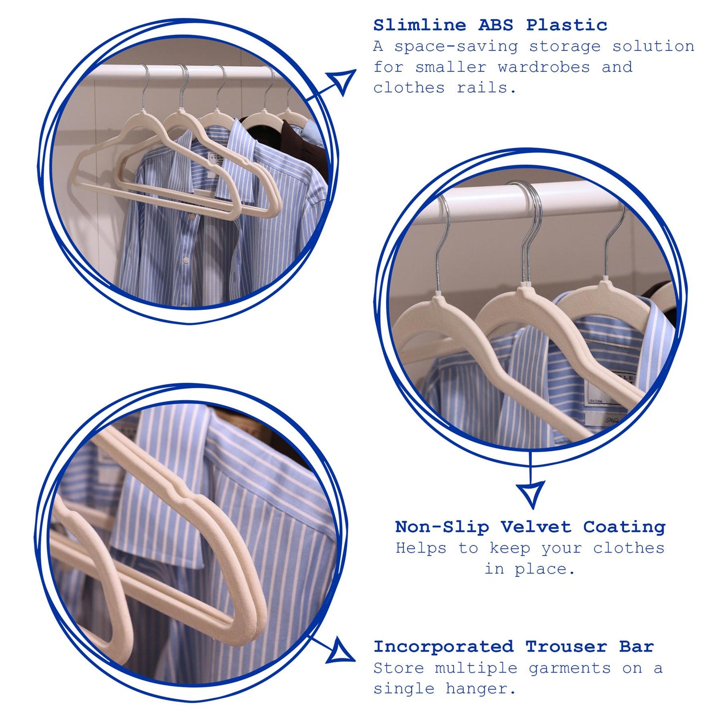Non-Slip Velvet Hangers - 45cm - Pack of 25