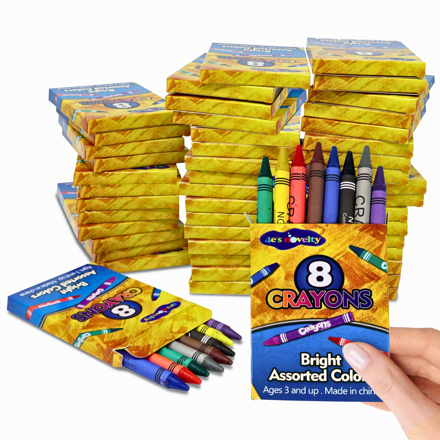 4E's Novelty 48 Boxes of 8-Packs Crayons Bulk – Classroom & Party Supplies, Non-Toxic