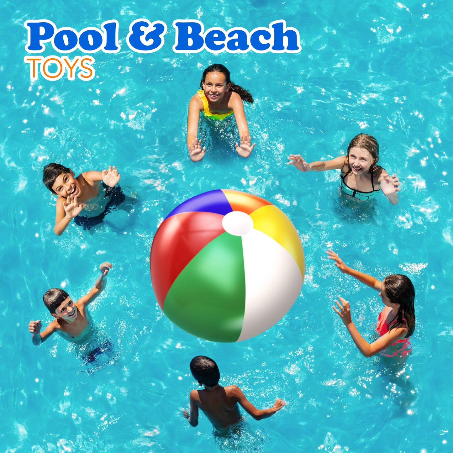 4E's Novelty Beach Balls 3-Pack 20-Inch Rainbow Pool Toys for Kids