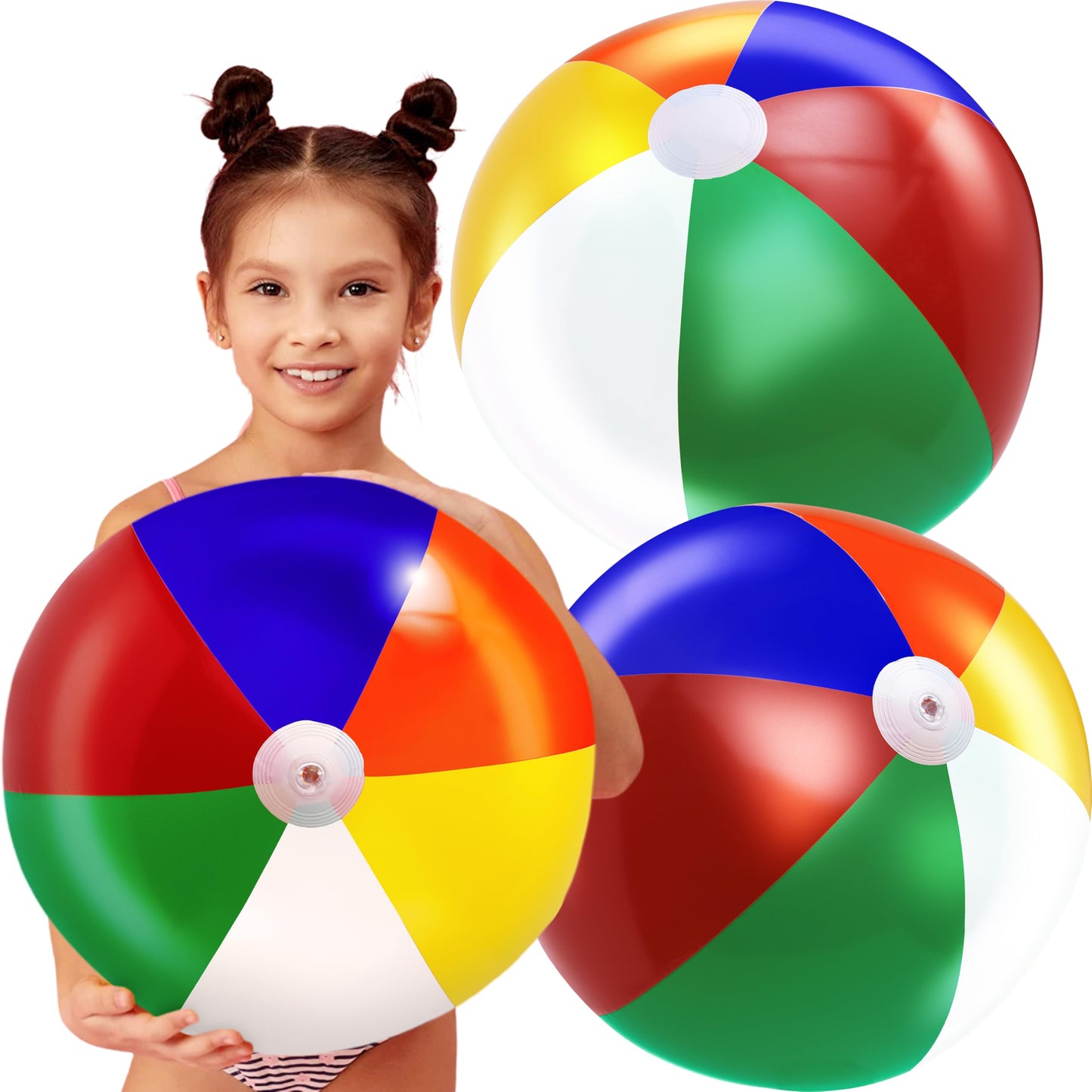 4E's Novelty Beach Balls 3-Pack 20-Inch Rainbow Pool Toys for Kids