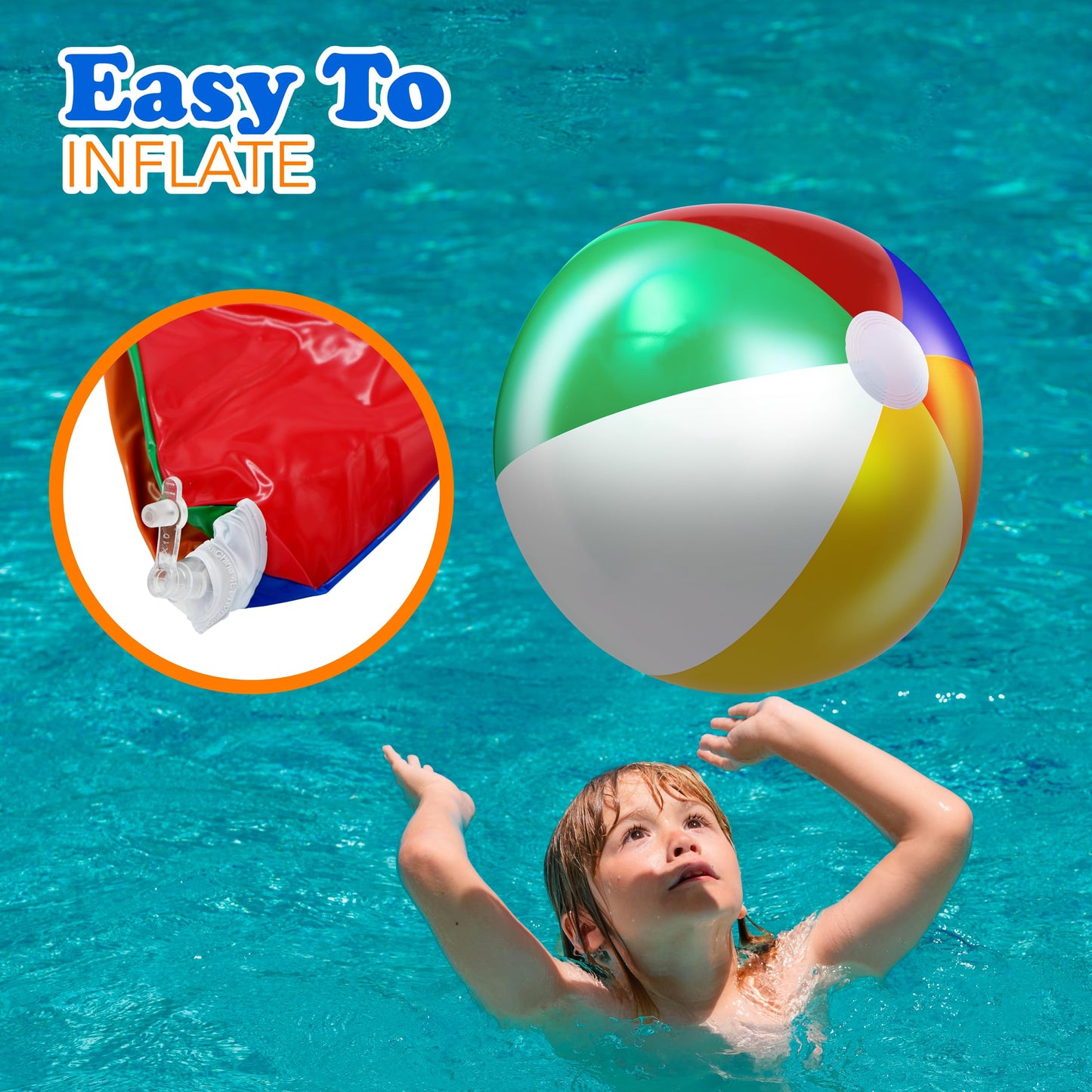 4E's Novelty Beach Balls 3-Pack 20-Inch Rainbow Pool Toys for Kids