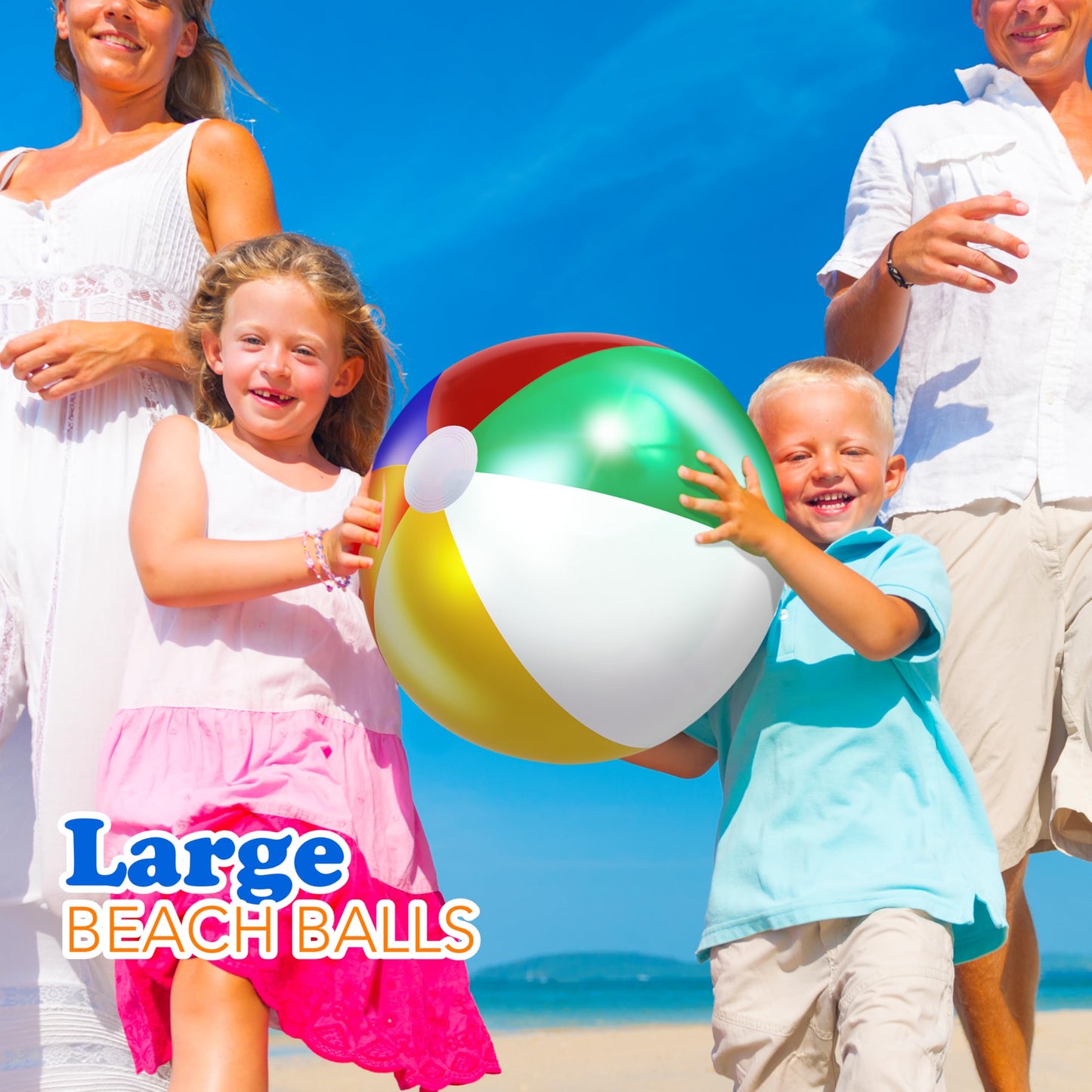 4E's Novelty Beach Balls 3-Pack 20-Inch Rainbow Pool Toys for Kids