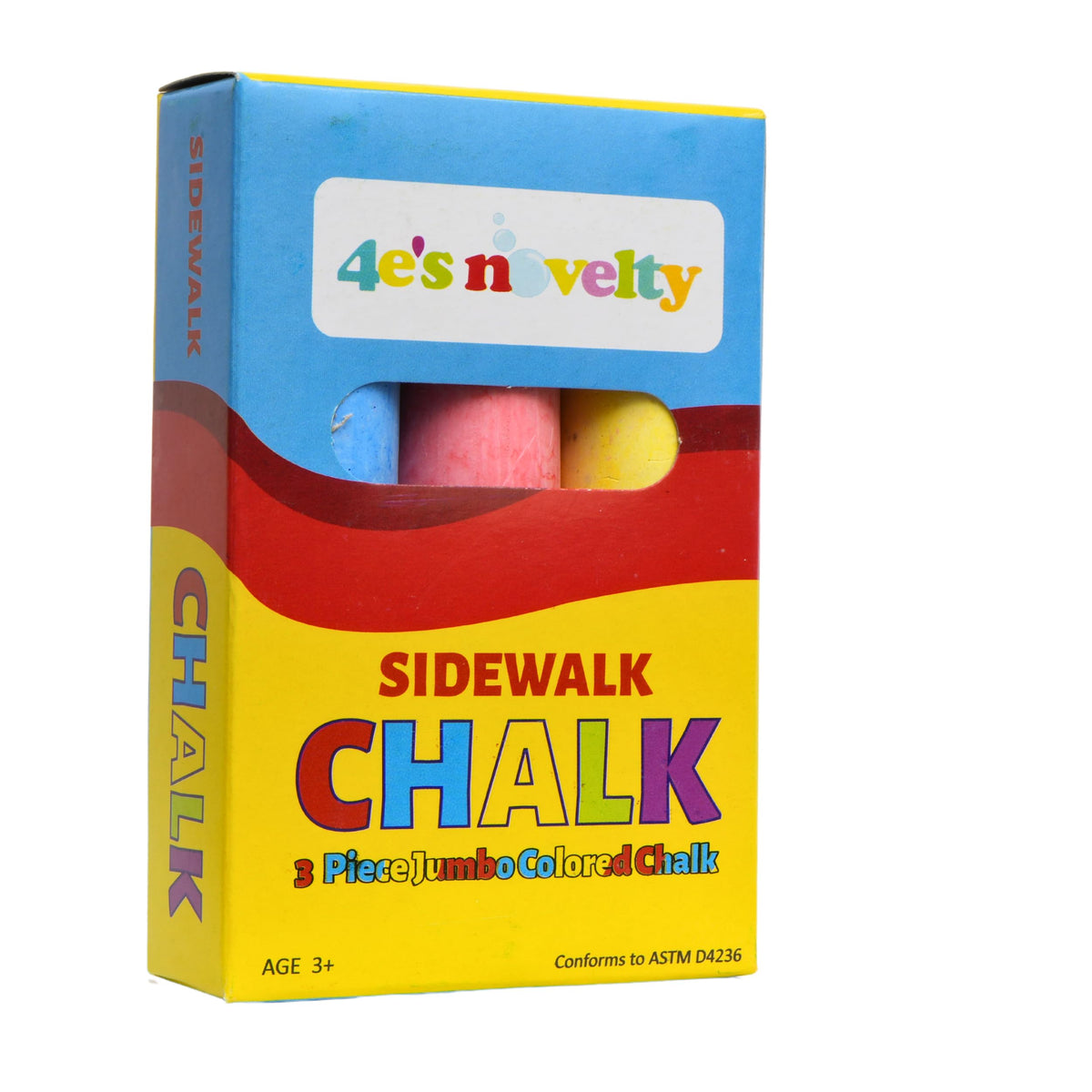 4E's Novelty 12-Box Sidewalk Chalk Set – Jumbo, Non-Toxic, Individually Wrapped Party Favors for Kids