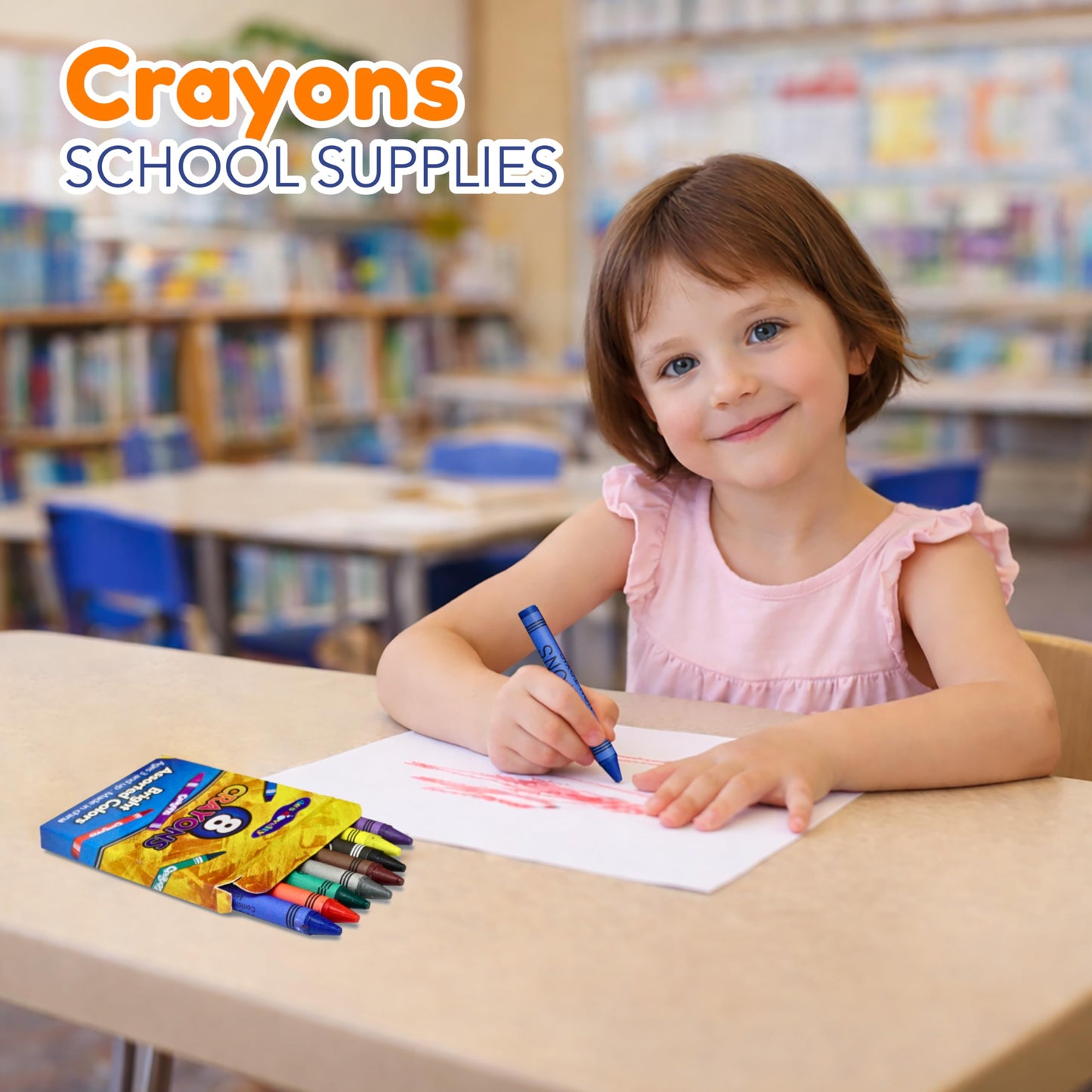 4E's Novelty 48 Boxes of 8-Packs Crayons Bulk – Classroom & Party Supplies, Non-Toxic