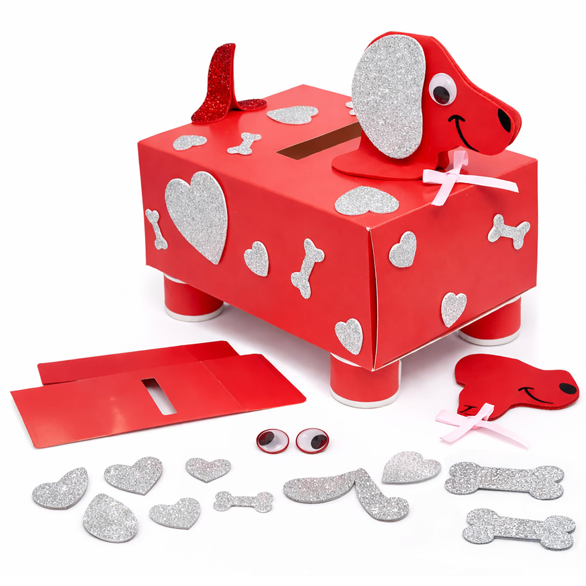 4E's Novelty DIY Valentines Mailbox for Kids – Dog Card Box Craft Kit