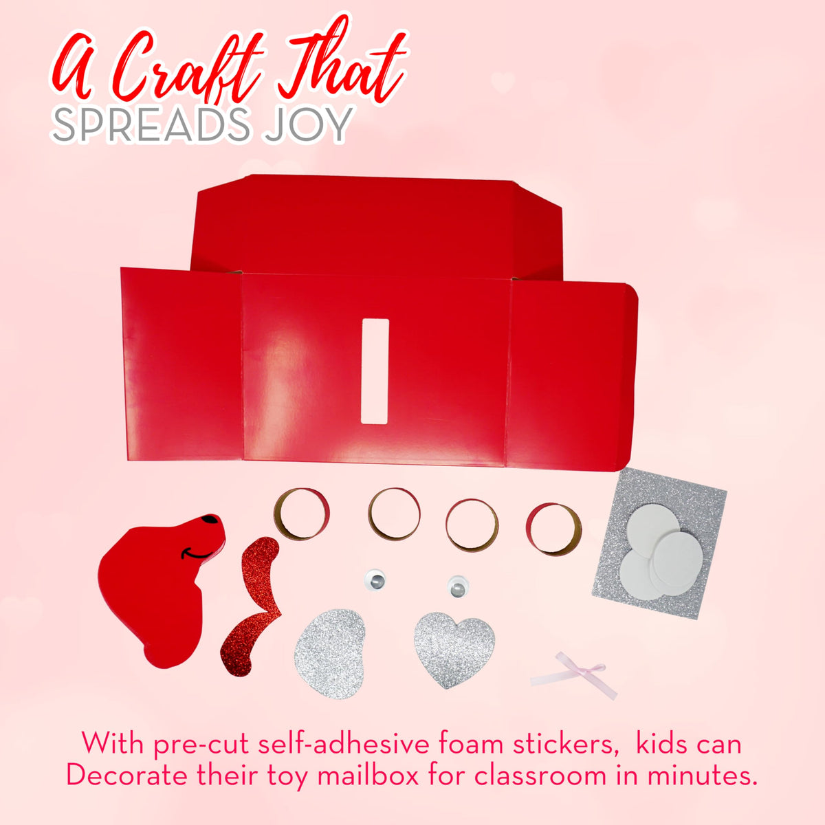 4E's Novelty DIY Valentines Mailbox for Kids – Dog Card Box Craft Kit