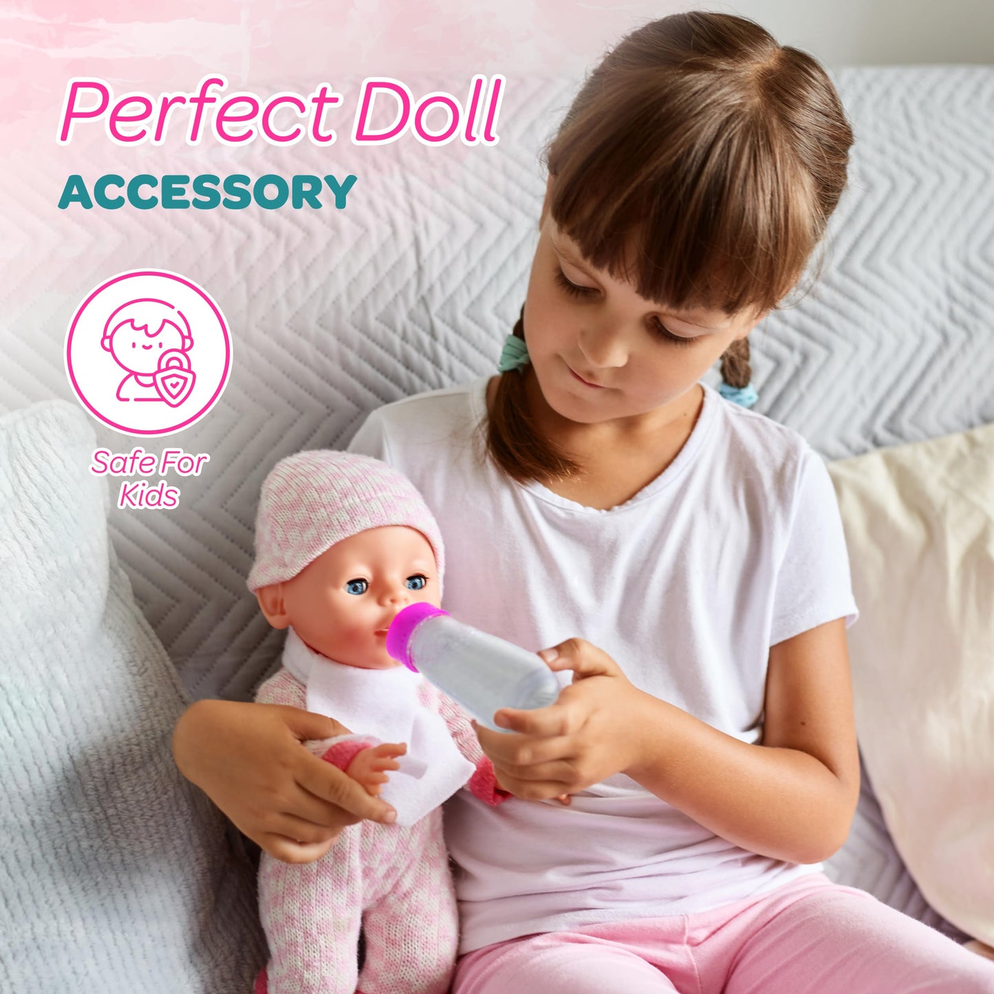 4E's Novelty 2 Pack Baby Doll Bottles – Magic Disappearing Milk & Juice Accessories