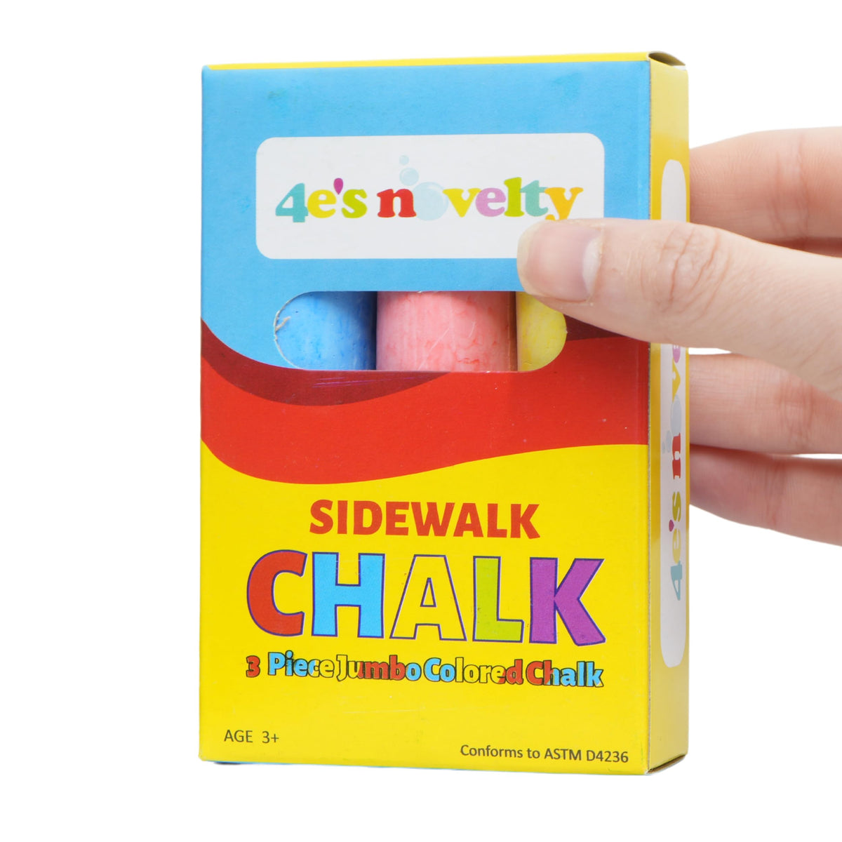 4E's Novelty 12-Box Sidewalk Chalk Set – Jumbo, Non-Toxic, Individually Wrapped Party Favors for Kids