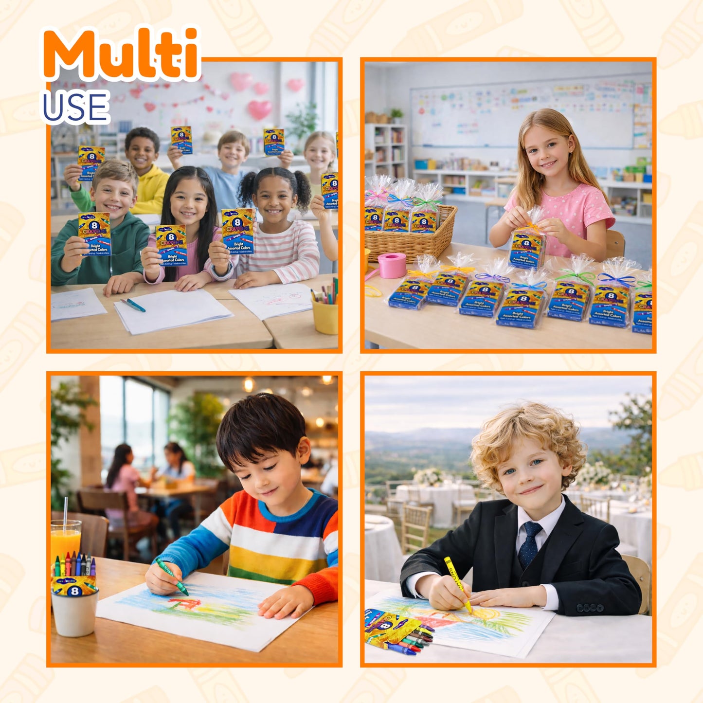 4E's Novelty 48 Boxes of 8-Packs Crayons Bulk – Classroom & Party Supplies, Non-Toxic