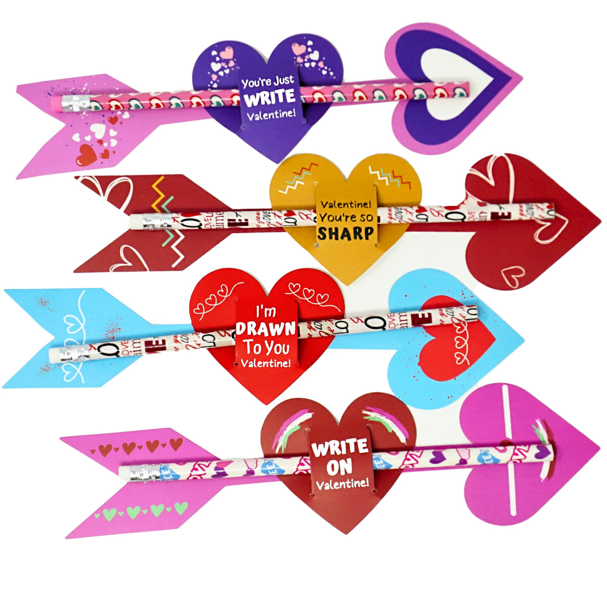 4E's Novelty 36 Pack Valentines Day Cards & Pencils for Kids - Cupid Design