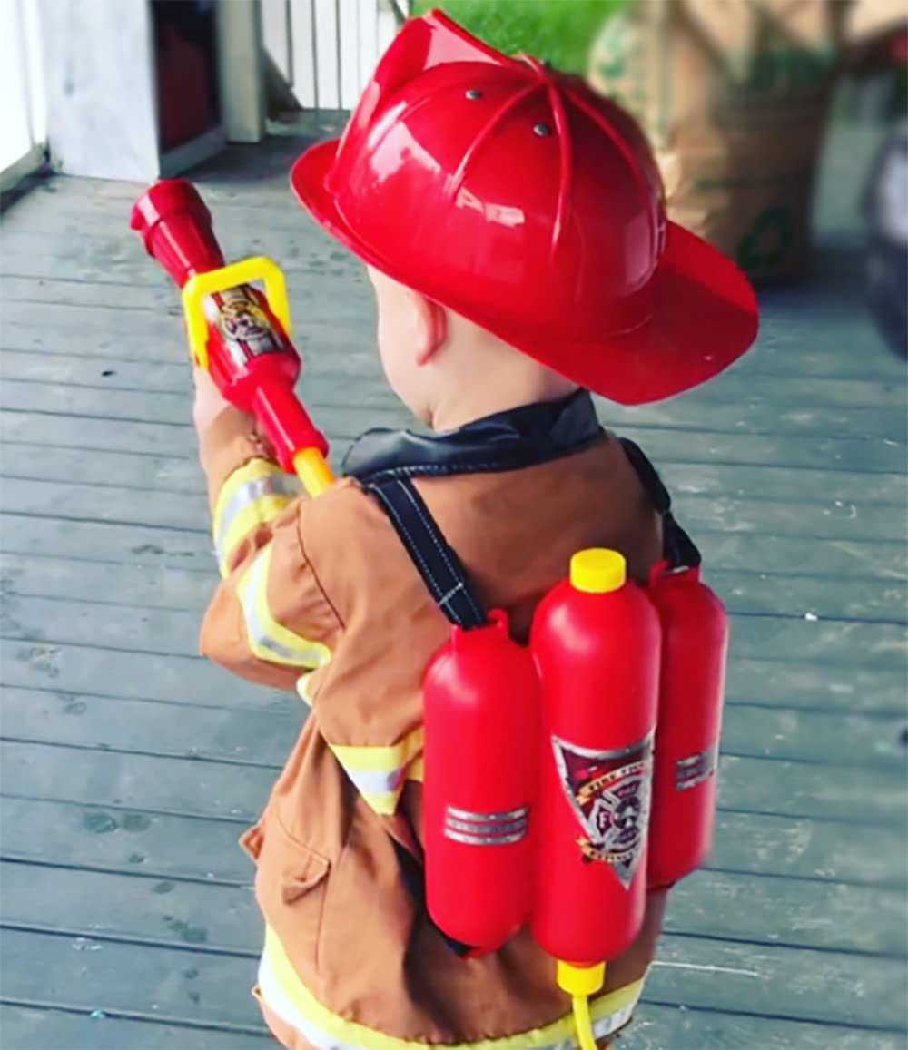 4E's Novelty Firefighter Backpack Water Blaster for Kids – 1.3L Tank, Battery-Free