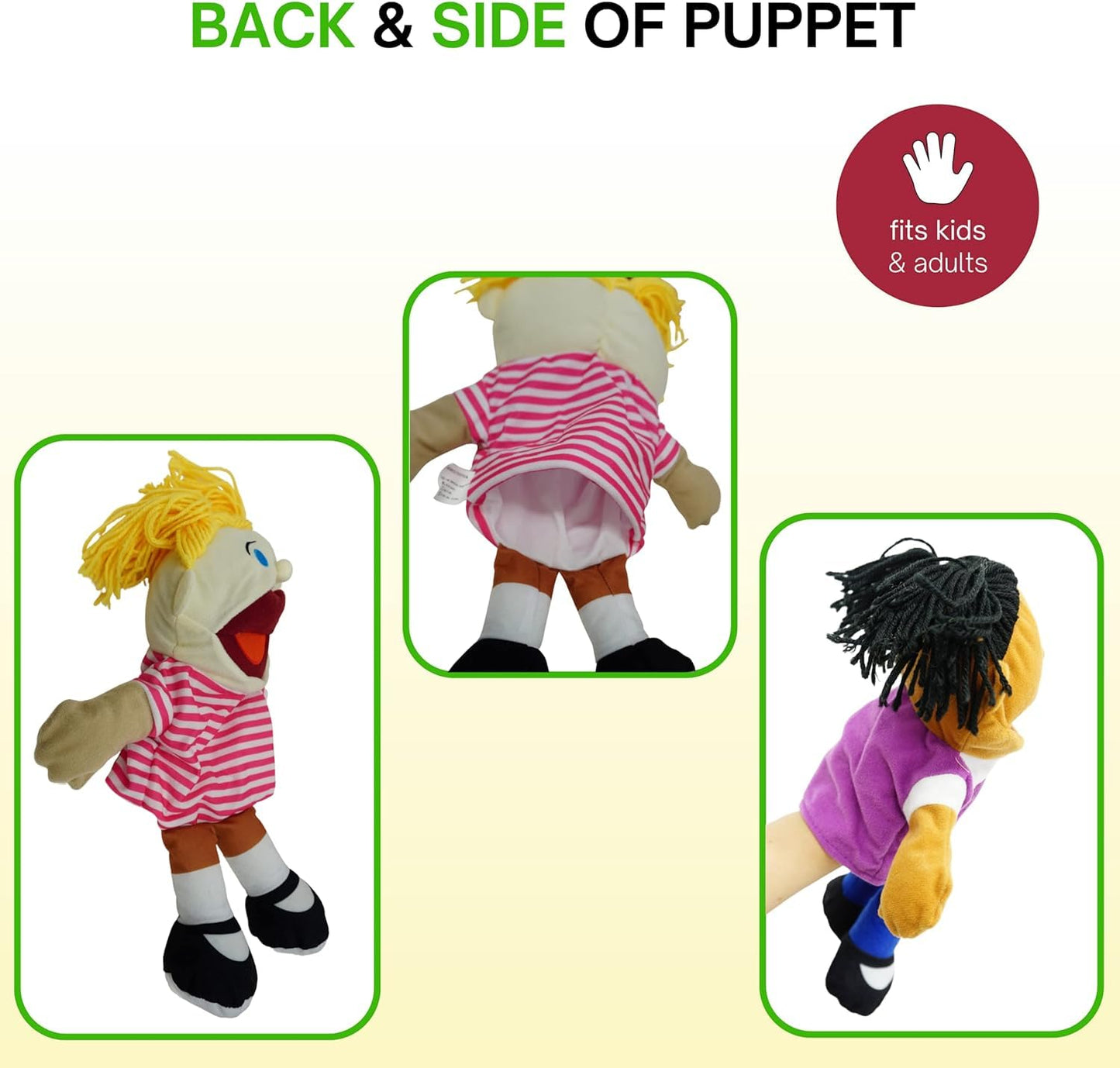 4E's Novelty Multicultural Hand Puppets – 8 Pack with Movable Mouth for Kids 4-8 | Classroom & Home Theater