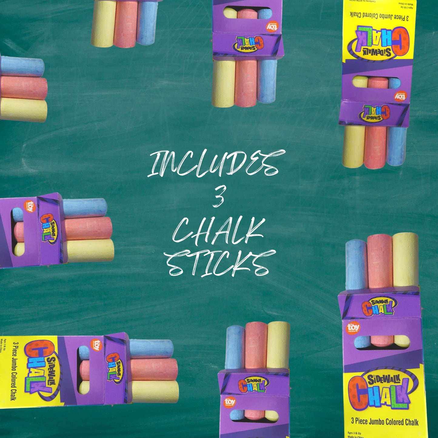 4E's Novelty 12-Box Sidewalk Chalk Set – Jumbo, Non-Toxic, Individually Wrapped Party Favors for Kids