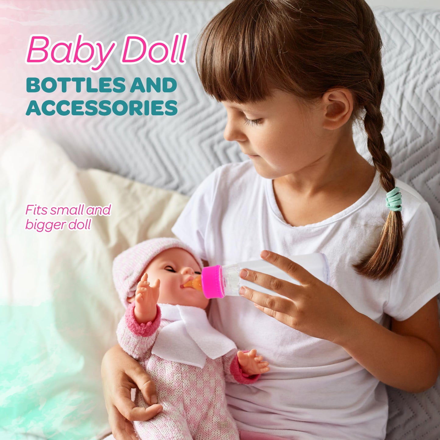 4E's Novelty 2 Pack Baby Doll Bottles – Magic Disappearing Milk & Juice Accessories