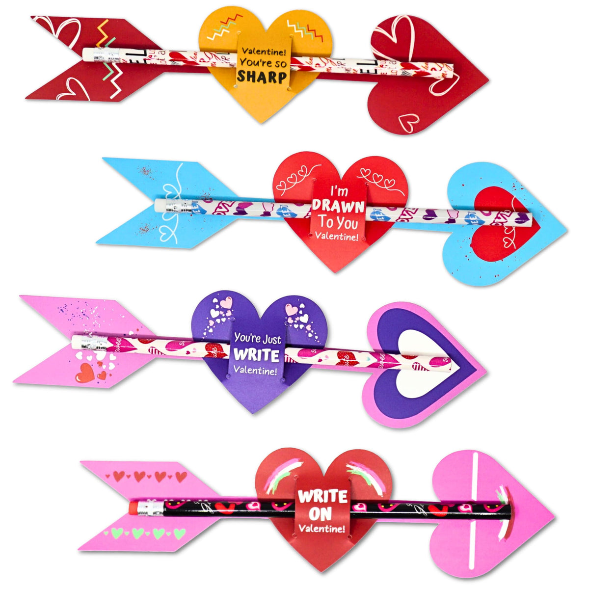 4E's Novelty 36 Pack Valentines Day Cards & Pencils for Kids - Cupid Design