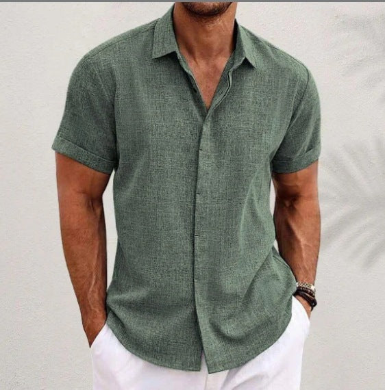 Men’s Business Casual Shirt with Lapel Collar – Smart Slim Short Sleeve
