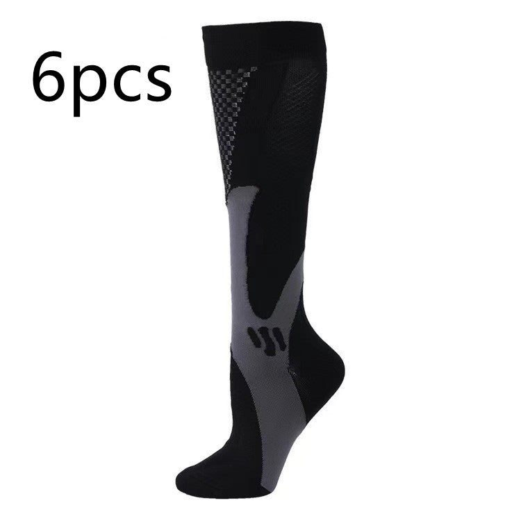 Compression Long Tube Sports Socks | Anti-Fatigue Elastic Athletic Socks for Running, Cycling & Gym | Men & Women | S–7XL