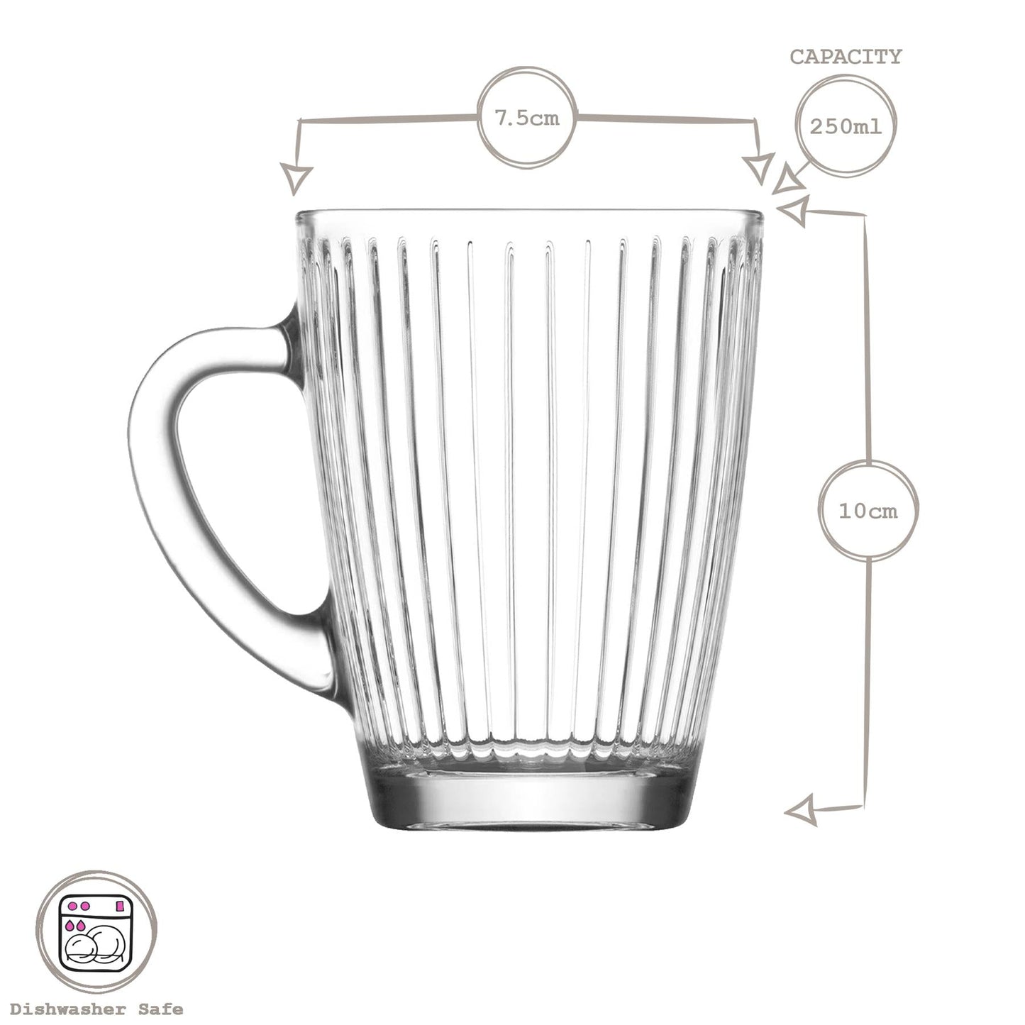 250ml Hestia Glass Mugs - Pack of 6