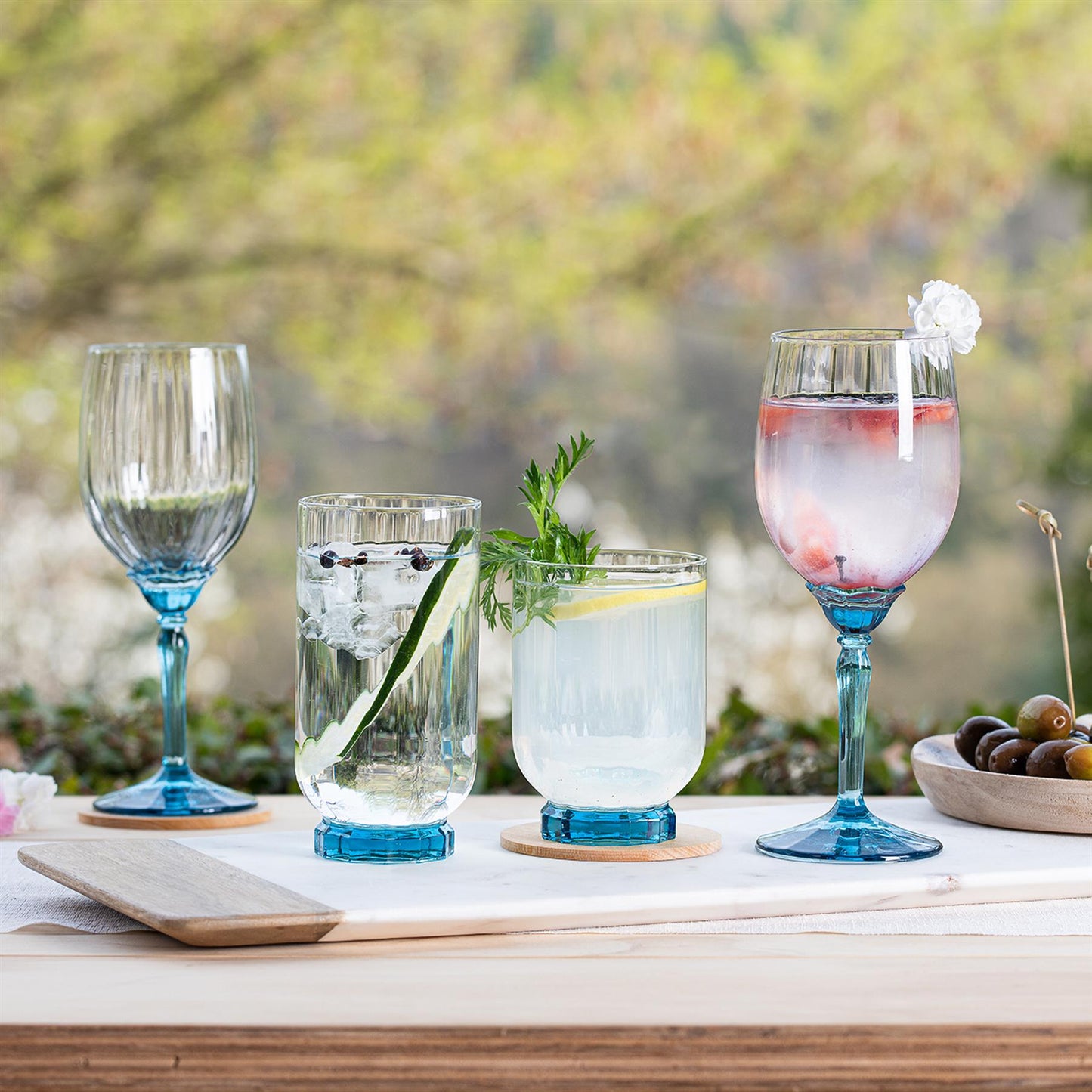 535ml Blue Florian Red Wine Glasses - Pack of Six