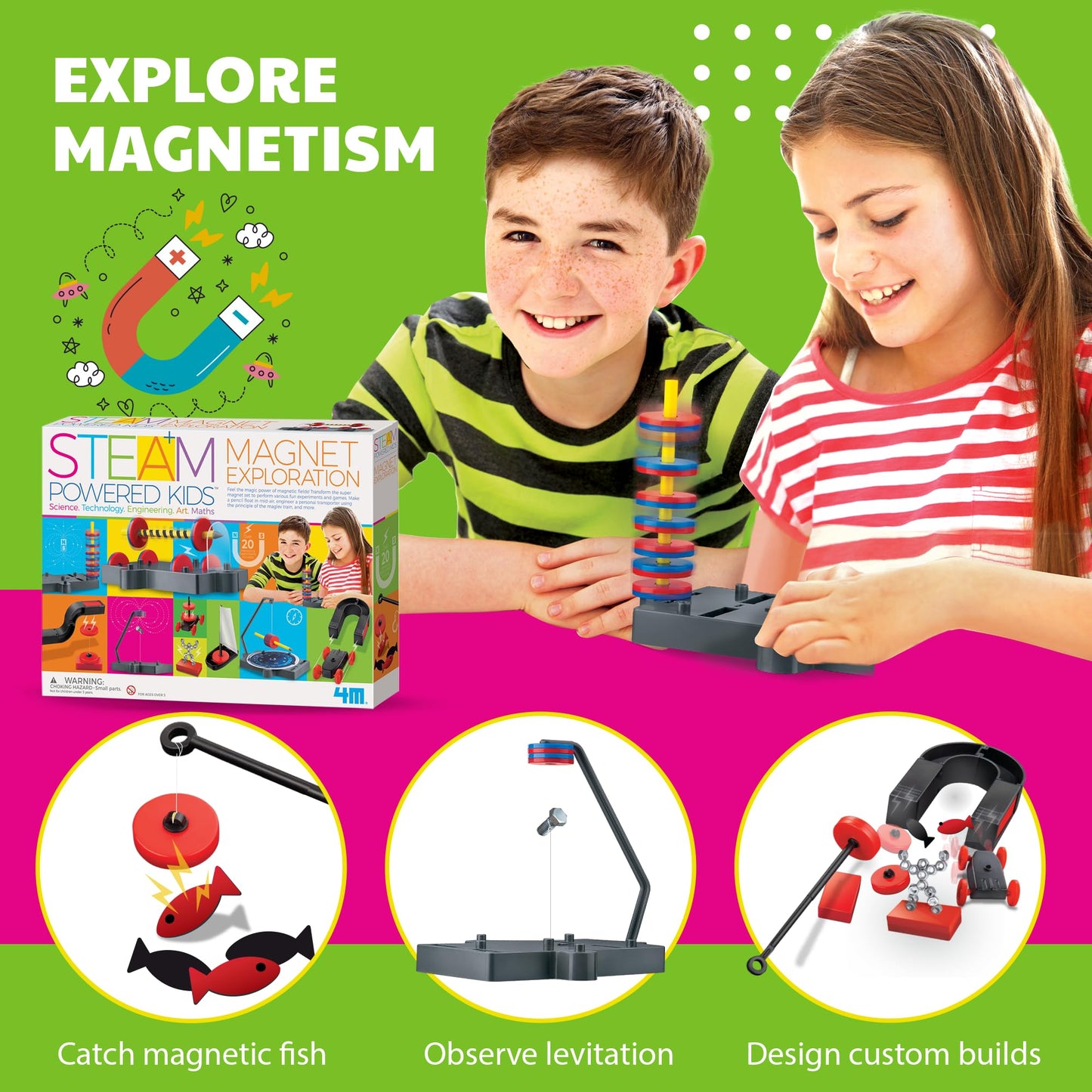 4M STEAM Magnet Exploration Kit – Magnetic Toys & Hands-On STEM Learning for Kids 5+