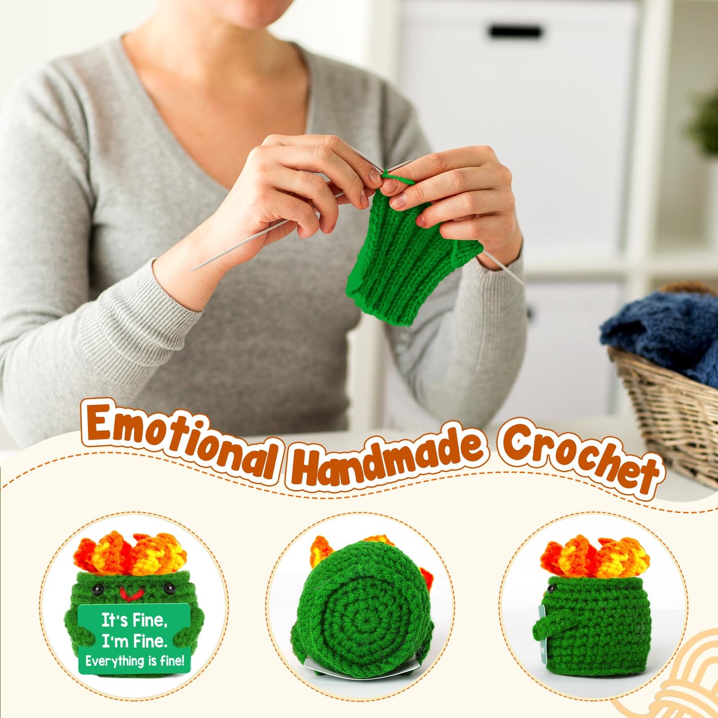 4THFARMES Mini Funny Dumpster Crochet — Positive Desk Decor & Gag Gift