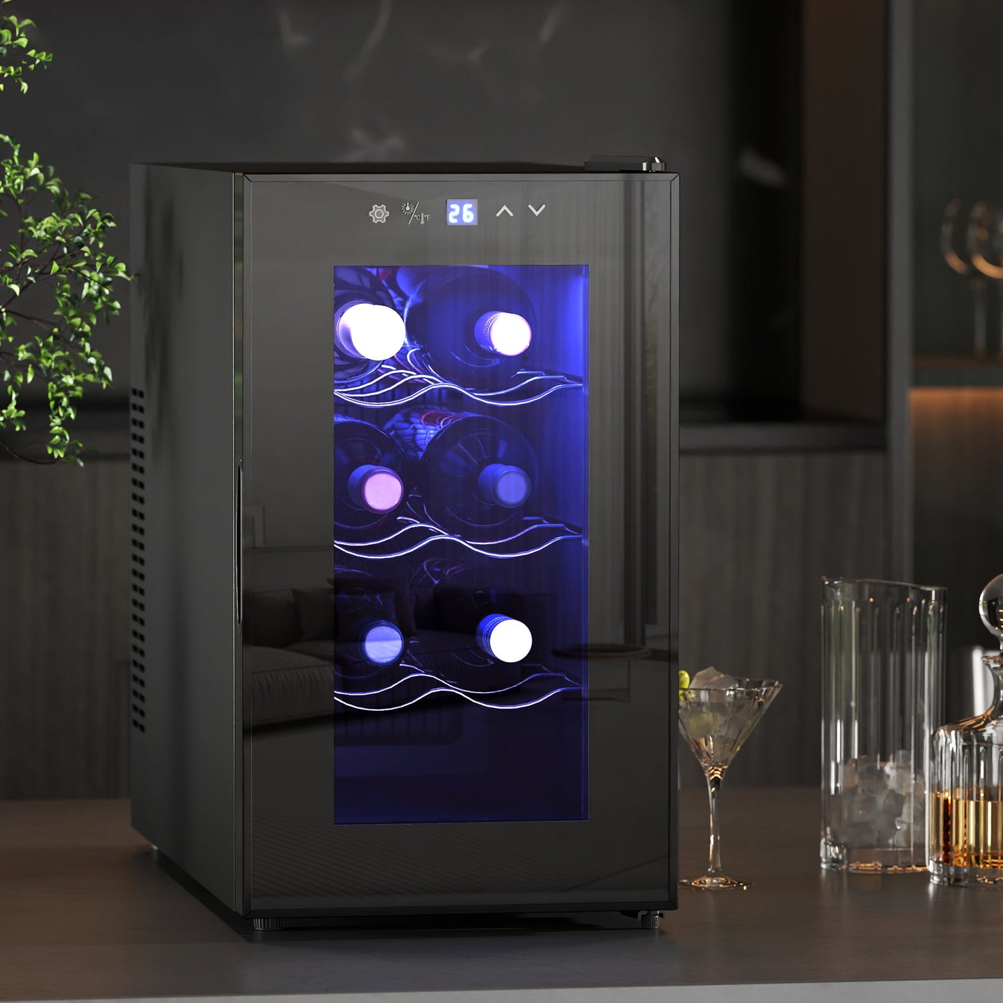 HOMCOM Freestanding Wine Cooler Fridge with 8 Bottle, 21 Litre Capacity