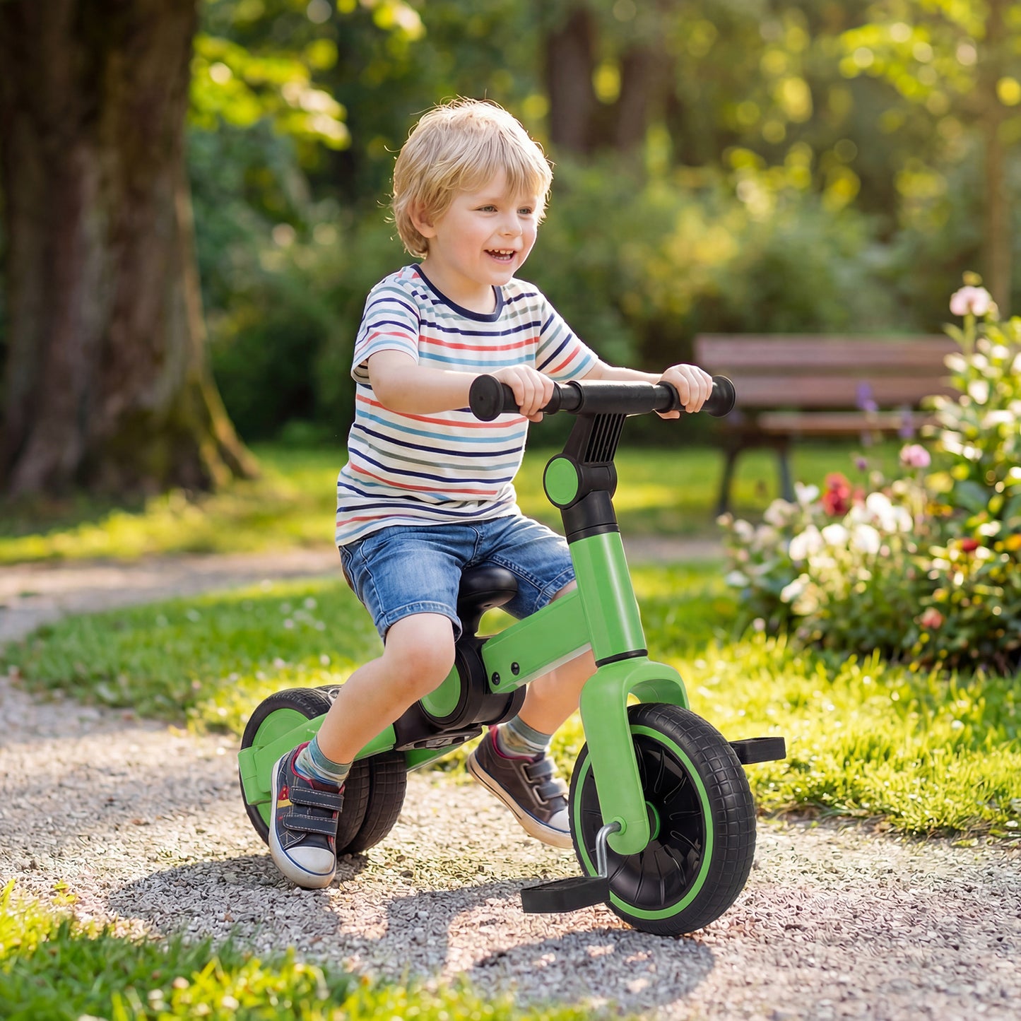 5-In-1 Toddler Bike Kids Balance Bike with Removable Pedals-Blue