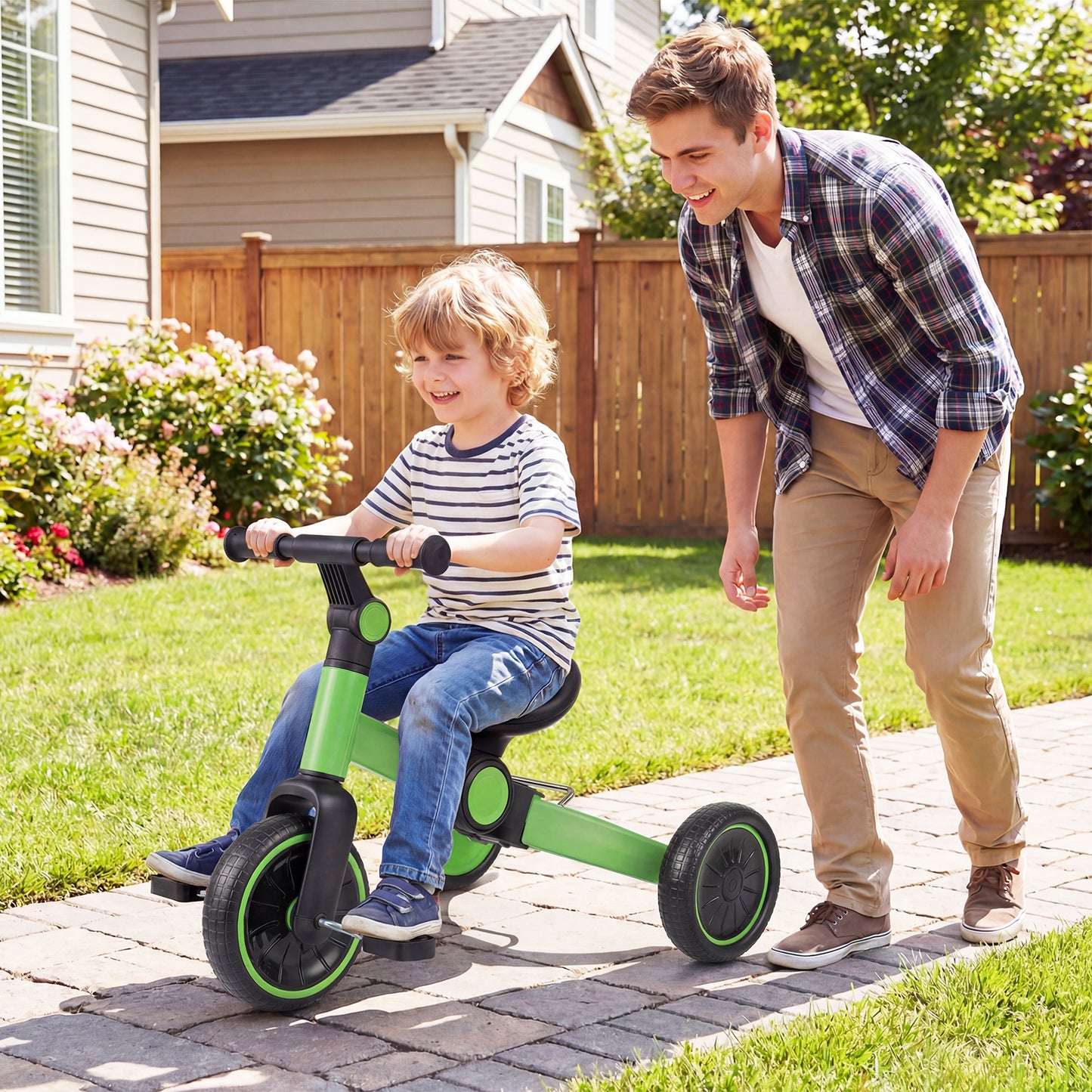 5-In-1 Toddler Bike Kids Balance Bike with Removable Pedals-Blue