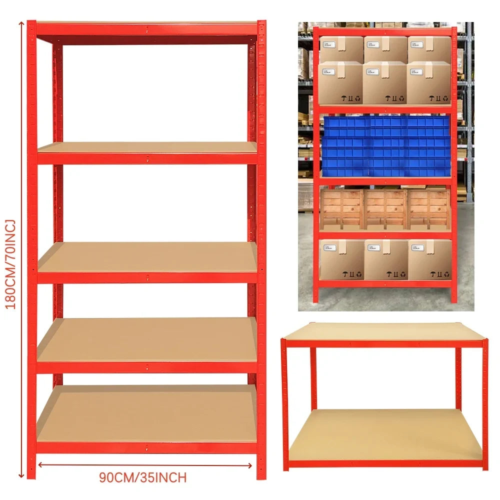5 Tier Heavy Duty Galvanised Adjustable Storage Shelving Unit 875KG Metal Racking