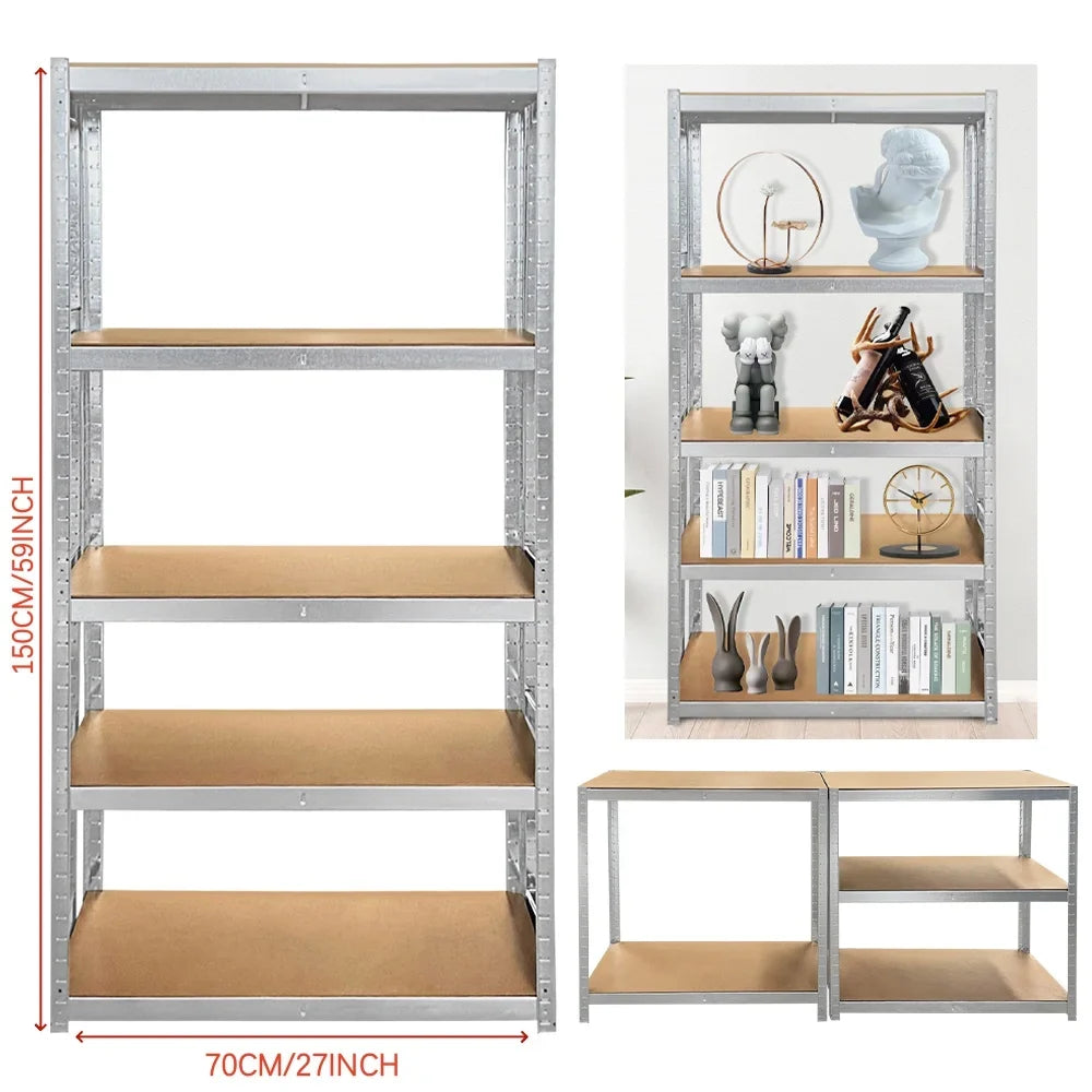 5 Tier Heavy Duty Galvanised Adjustable Storage Shelving Unit 875KG Metal Racking