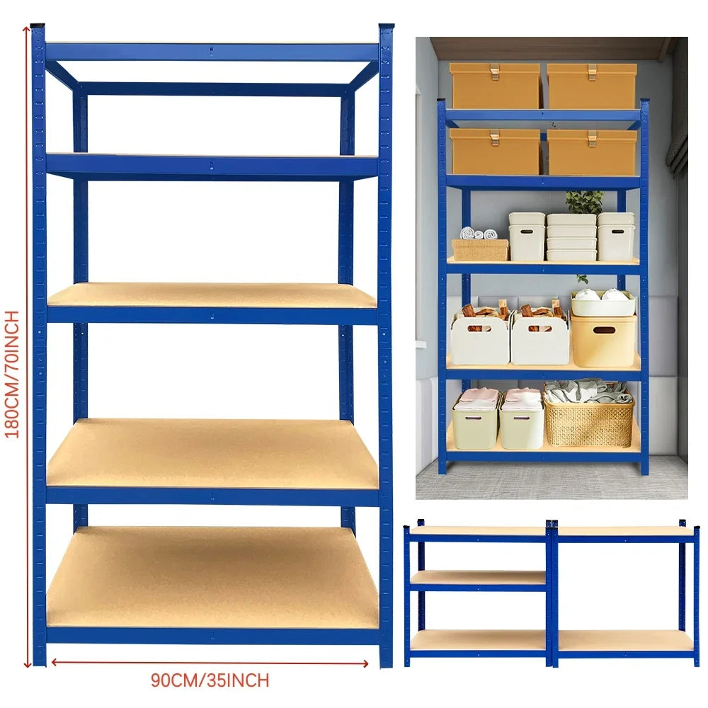 5 Tier Heavy Duty Galvanised Adjustable Storage Shelving Unit 875KG Metal Racking