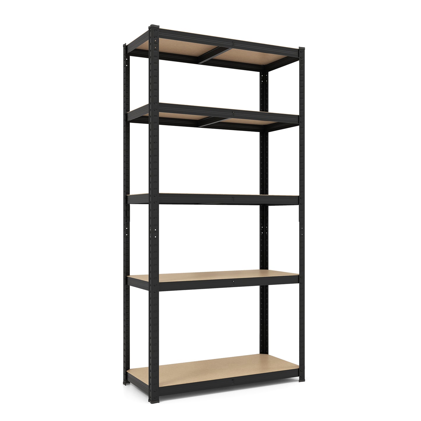 5-Tier Metal Shelving Unit with Adjustable Height and Anti-tipping Devices-Grey